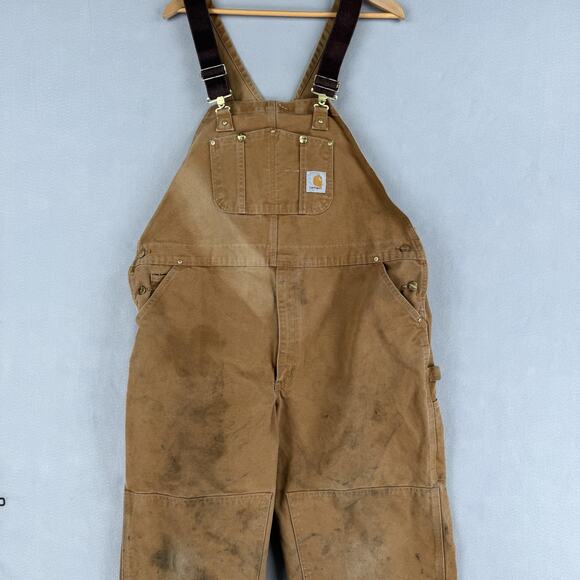 Carhartt Other - Carhartt Overalls Mens 42x28 Brown Duck Canvas Bib Workwear Carpenter Grunge